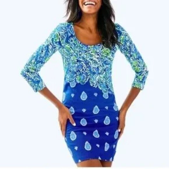 EUC Lilly Pulitzer "Beacon" Cotton Dress in Twilight Blue Size XXS - Picture 1 of 9
